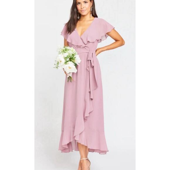 Show Me Your MuMu Dresses & Skirts - Show Me Your Mumu Jess Ruffle Midi Dress Bridesmaid Formal Antique Rose, NWT XS